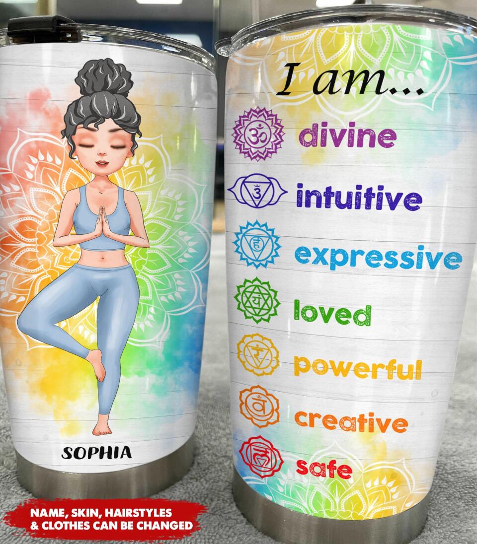 I Am Divine - Personalized Tumbler - Gift For Yoga Lovers