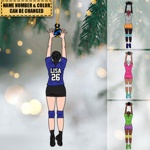 Personalized Volleyball Blocking Girl Christmas Acrylic Ornament