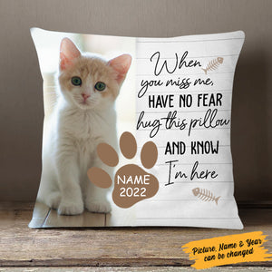 Personalized Pet Memorial Pillowcase, When You Miss Me, Custom Cat Lovers Gift, Cat Mom, Cat Dad Photo Gift