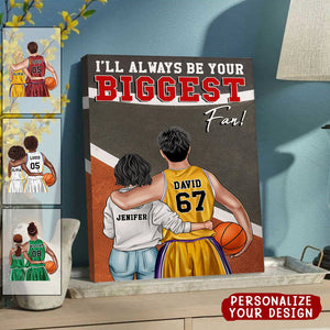 Personalized Basketball Couple Poster - Always Be Your Biggest Fan - Couple Shoulder To Shoulder