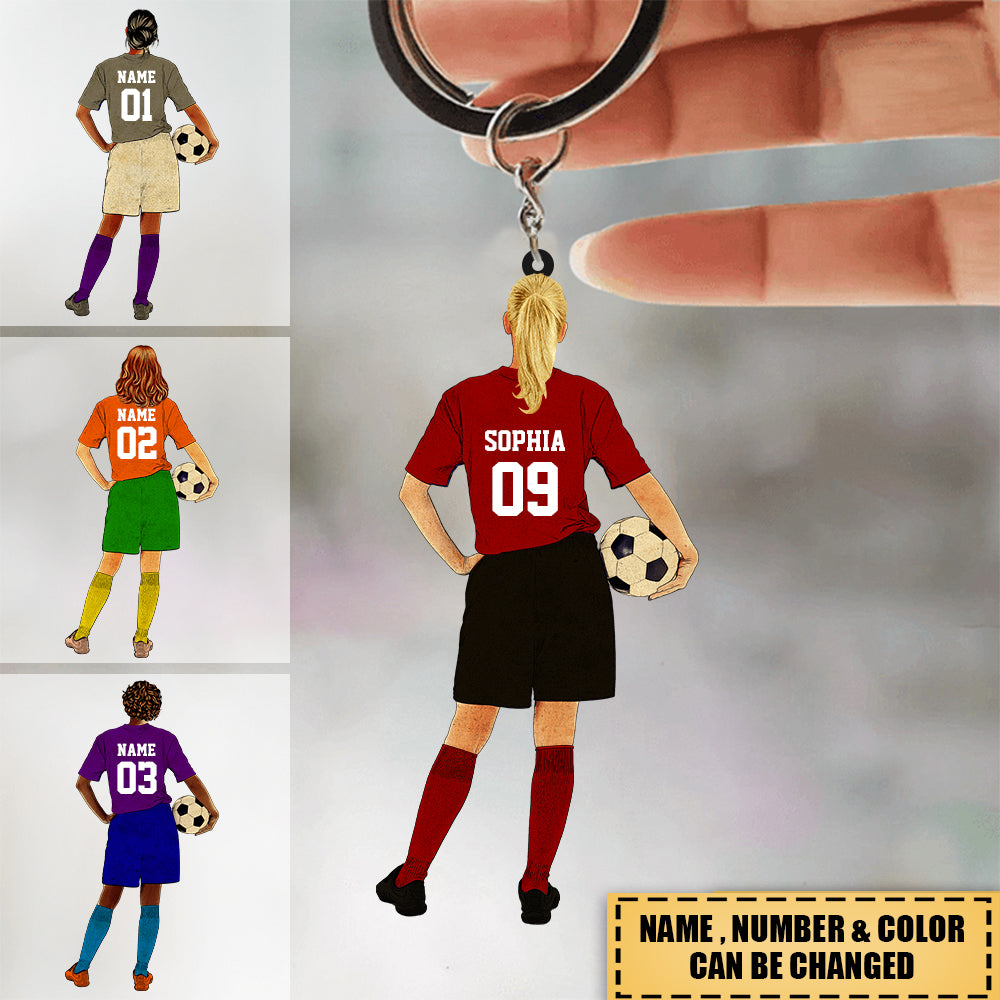 Personalized Soccer Girl Player Acrylic Keychain - Gifts For Soccer Lover