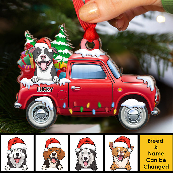 Loads Of Love - Dogs Merry Christmas - Personalized Wooden Ornament