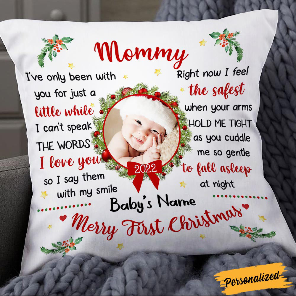 Personalized Christmas Baby Photo Pillow