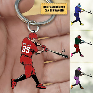 Baseball Player Swing - Personalized Christmas Acrylic Keychain
