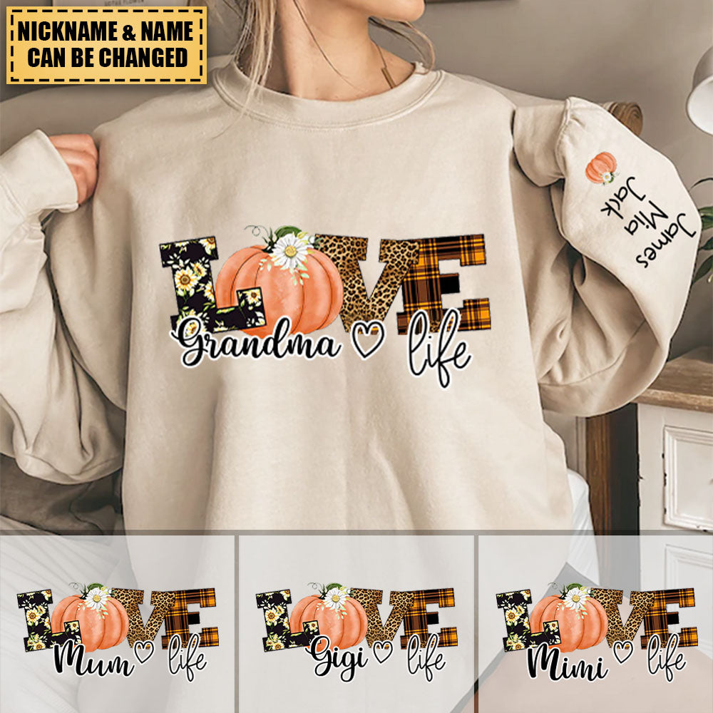 Personalized Love Grandma Life Fall Season Pumpkin Sweatshirt