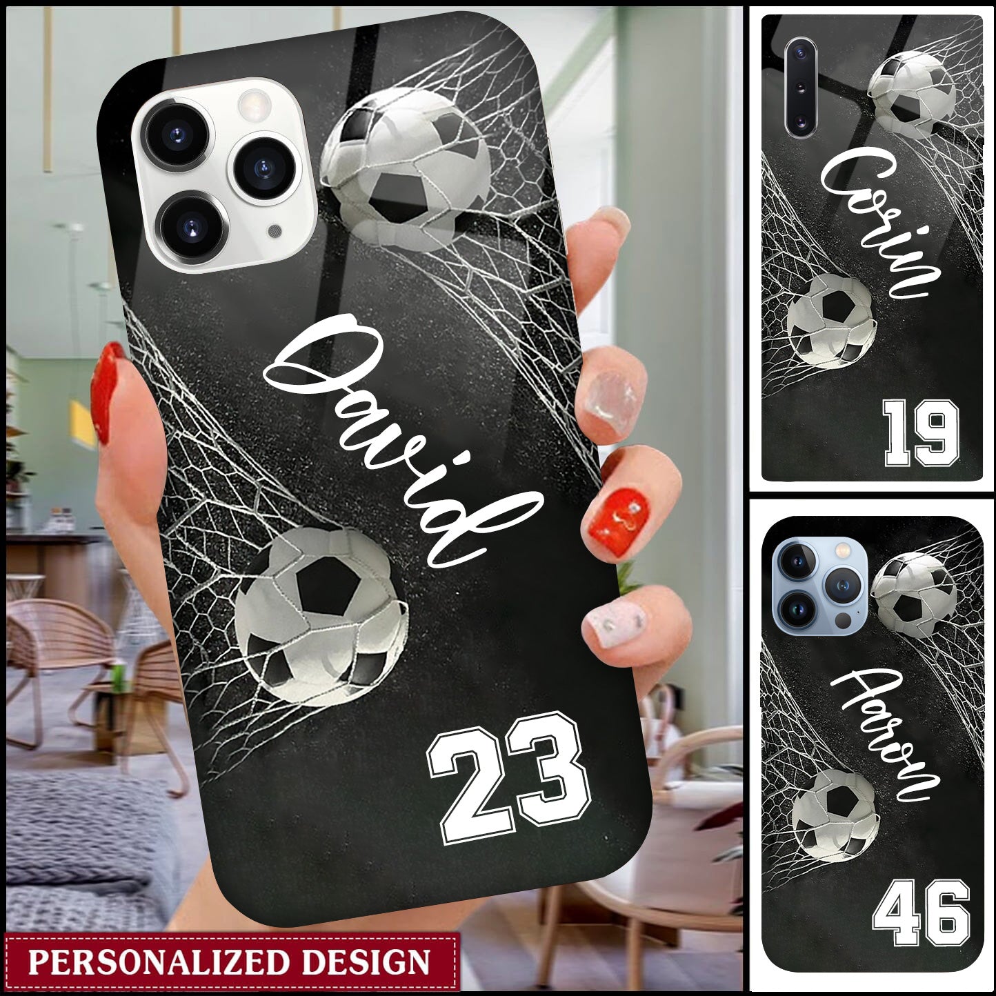 Custom Soccer Ball Net Personalized Name & Number Phone Case