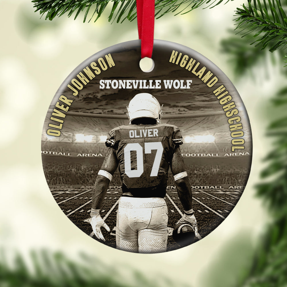 Football Player Ornament - Personalized Ceramic Ornament
