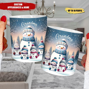 Christmas Night Happy Snowman Grandma Mom Kids Personalized Mug