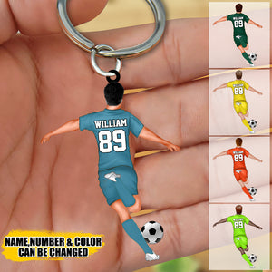 Personalized Soccer Player Christmas Acrylic Keychain