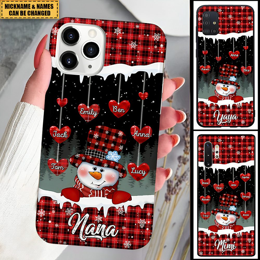 Christmas Night Snowman Nana Mom Little Heart Kids Personalized Phone Case