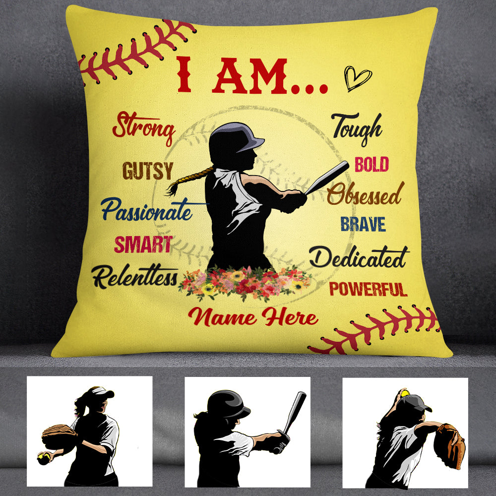 Personalized Love Softball Girl Pillow - Gift For Softball Lovers
