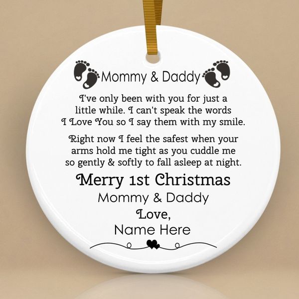 MOMMY DADDY 1ST CHRISTMAS SPECIAL - Personalized Ceramic Ornament
