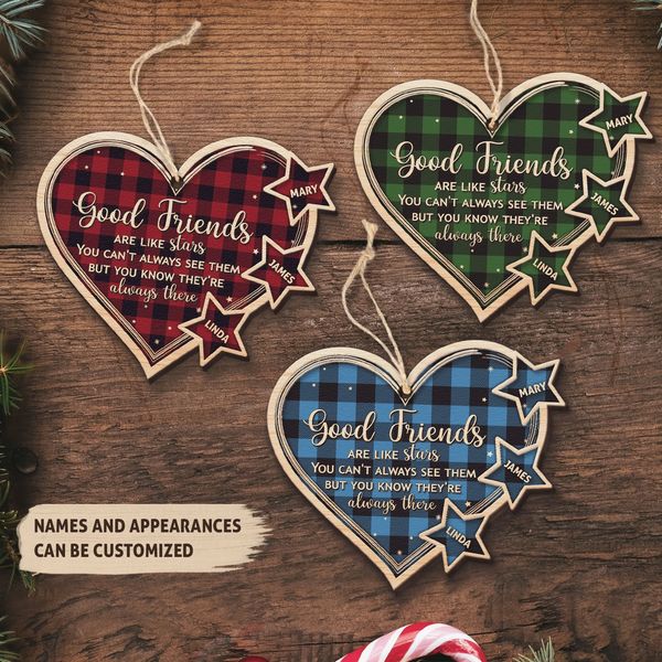 Friends Are Like Star - Personalized Wooden Ornament - Christmas Gift For Family
