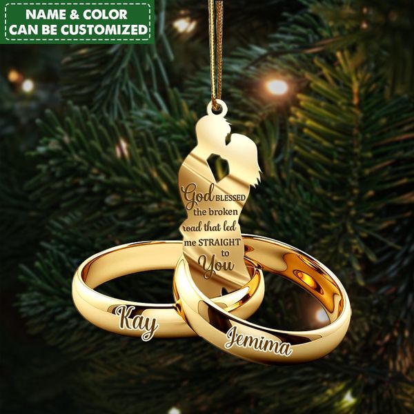 Customized Couple God Knew My Heart Needed You Christmas Gift Xmas Wedding Rings Acrylic Ornament