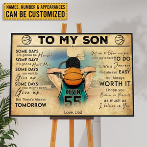 Custom Personalized Basketball Poster, Vintage Style, Sport Gifts For Son, Gifts For Basketball Son, Basketball Lover Gifts