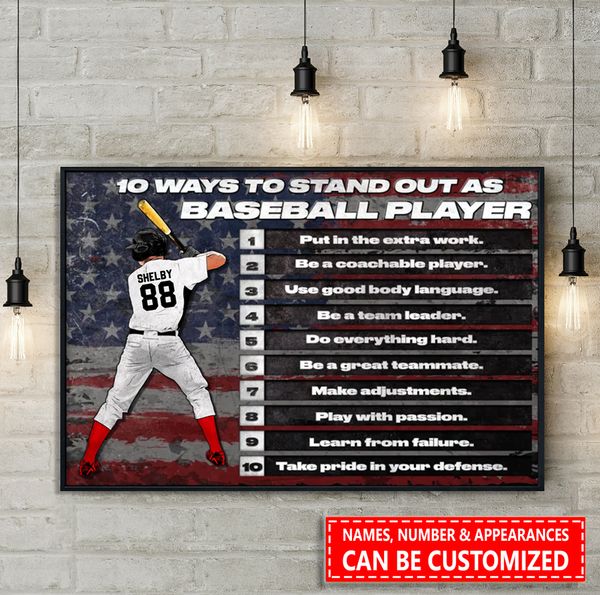 Custom Personalized Baseball Poster,  Vintage Style, Baseball Gifts, Baseball Poster