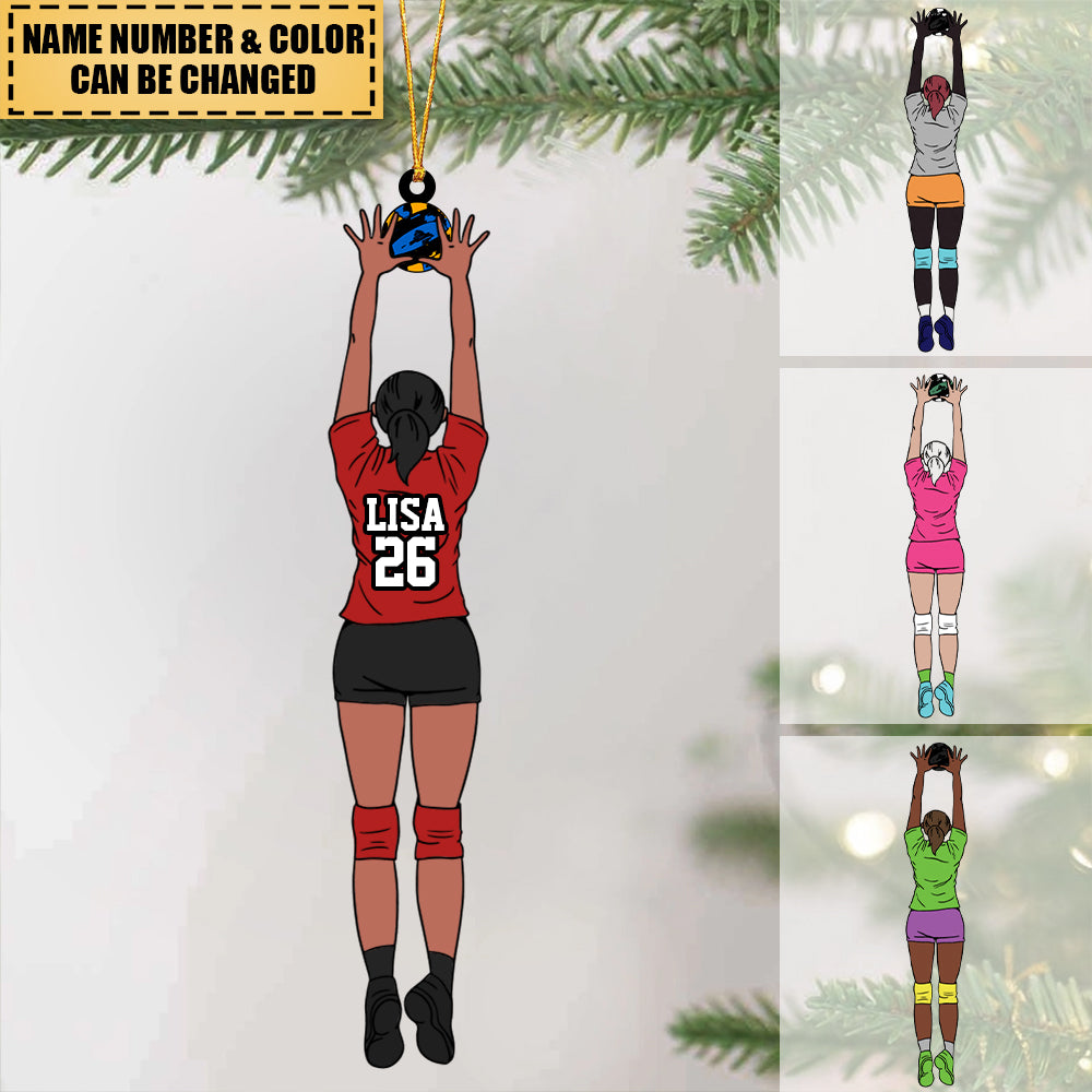 Personalized Volleyball Blocking Girl Christmas Acrylic Ornament