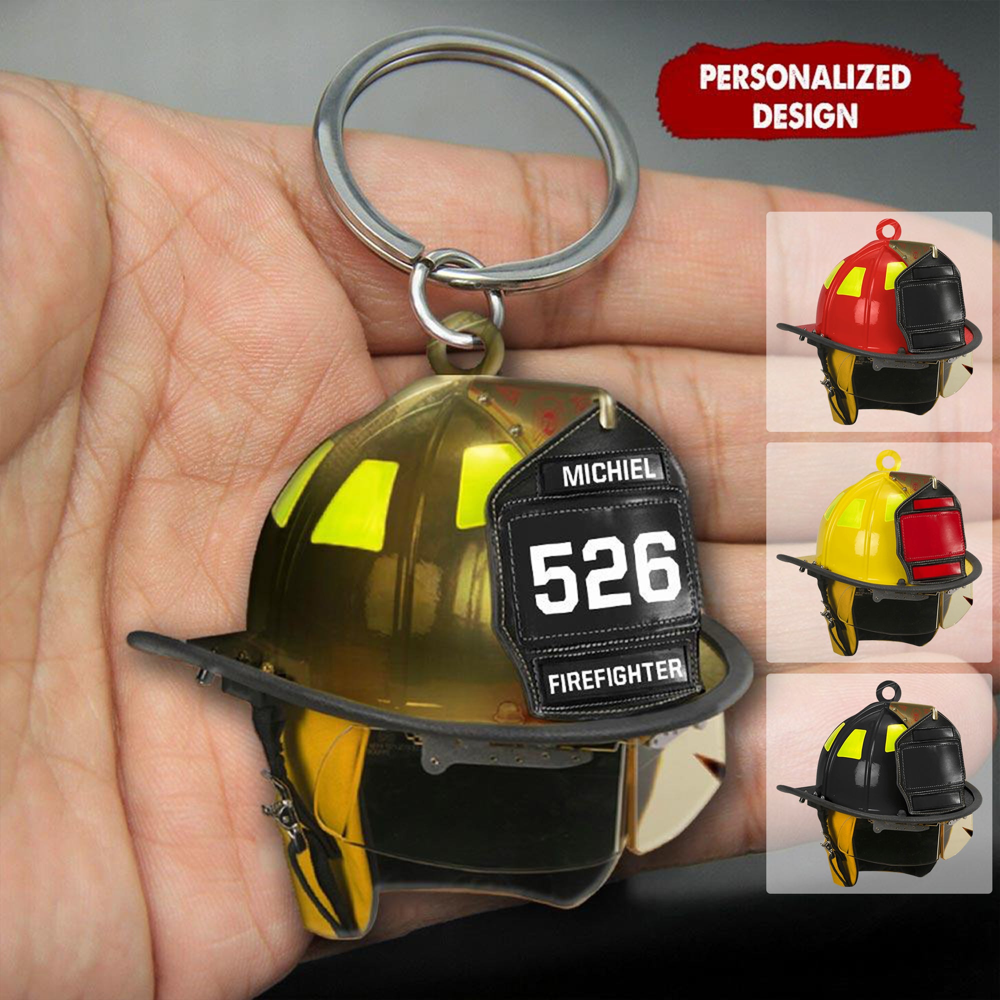 Firefighter's Helmet Personalized Keychain