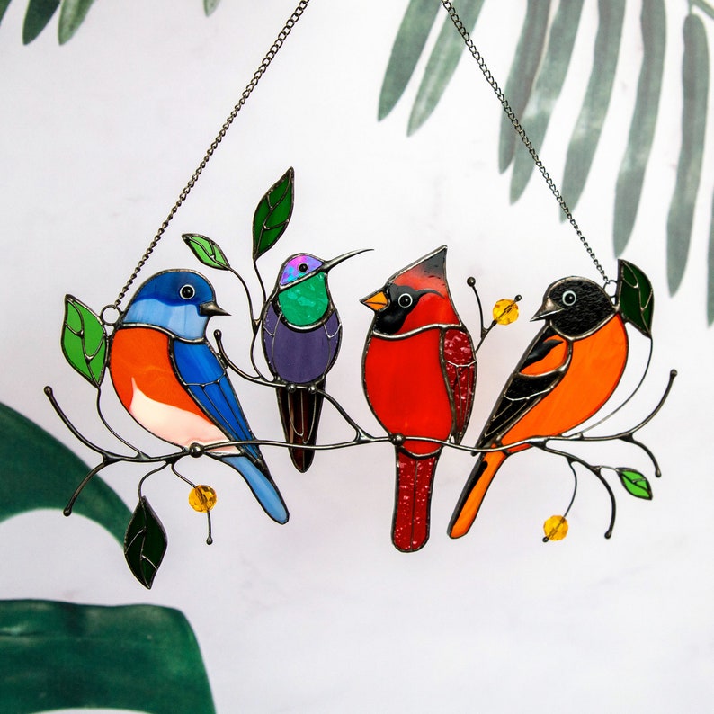 The Best Gift-Birds Stained  Window  Panel Hangings🎁