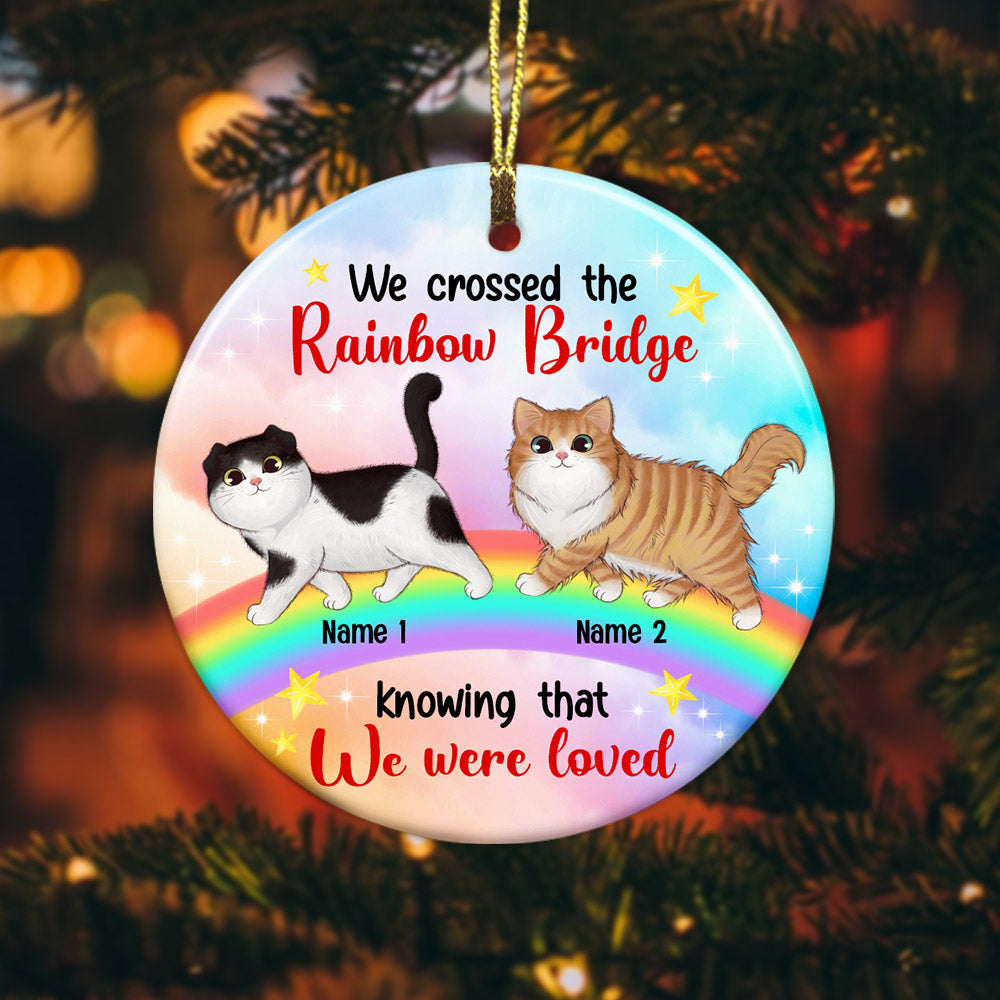 Personalized Cat Mom Cat Rainbow Bridge Christmas Ornament (Porcelain)