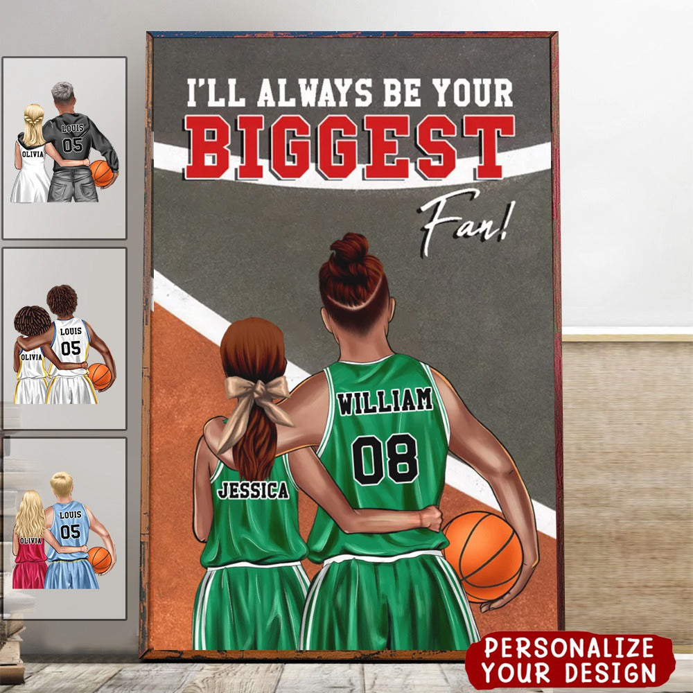 Personalized Basketball Couple Poster - Always Be Your Biggest Fan - Couple Shoulder To Shoulder