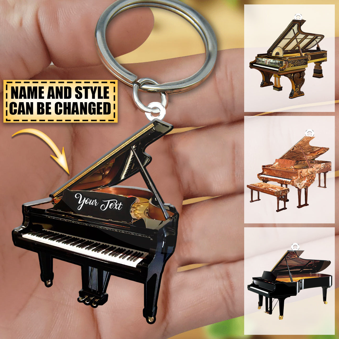 Personalized Piano Acrylic Keychain