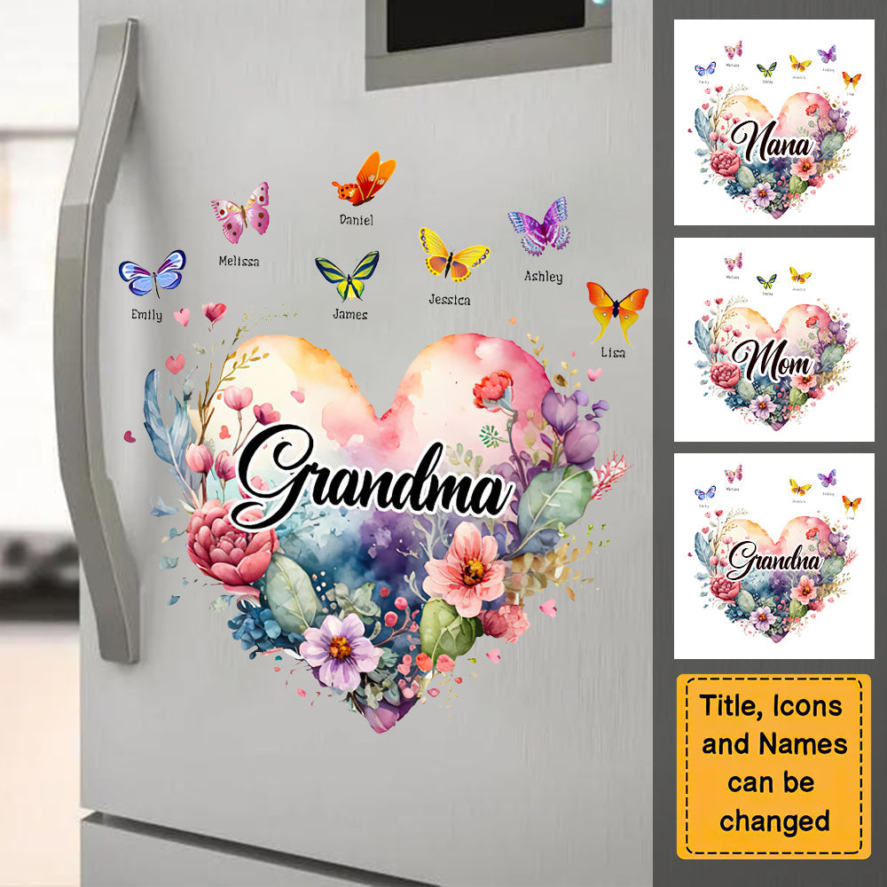 Gift For Grandma Watercolor Heart Floral Sticker