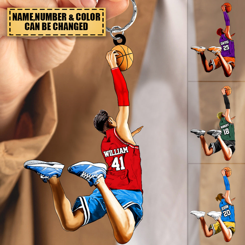 Custom Personalized Basketball Acrylic Keychain - Sport Gifts For Basketball Lover