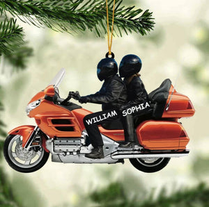 Personalized Biker Couple Motorcycle Ornament, Christmas Gift For Couple