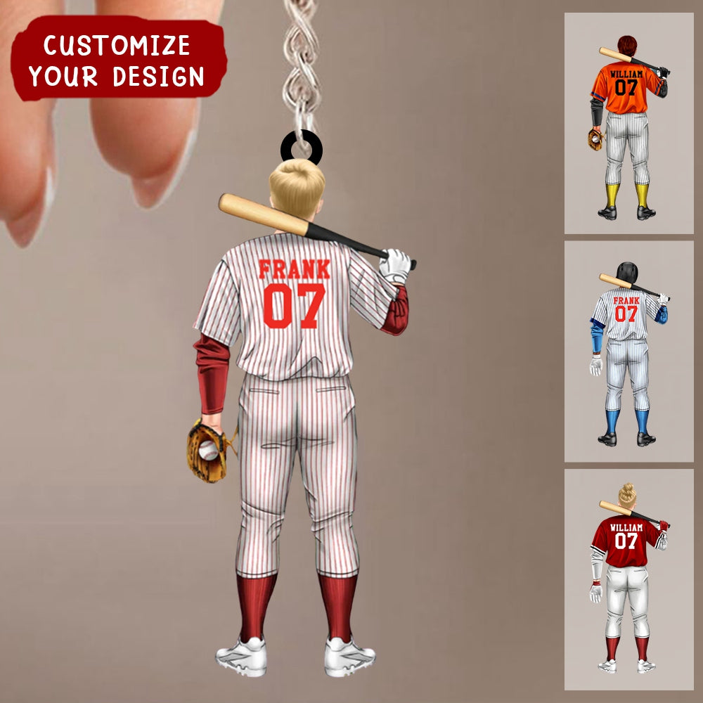 Personalized Baseball Player Acrylic Keychain - Gift For Baseball Lover