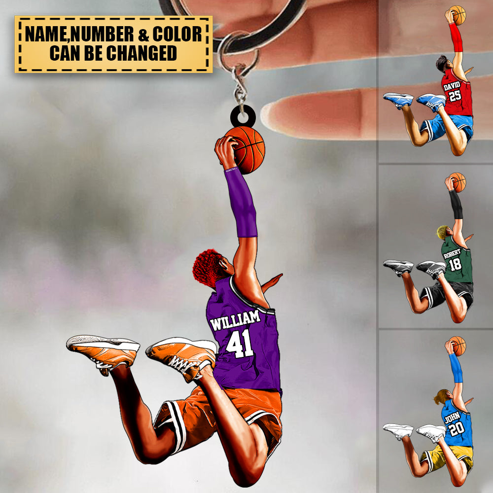 Custom Personalized Basketball Acrylic Keychain - Sport Gifts For Basketball Lover