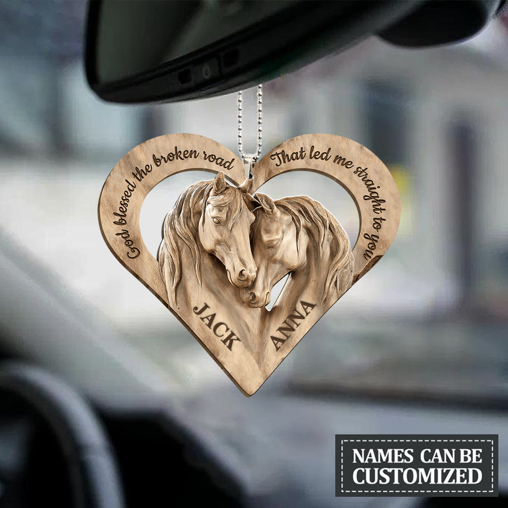 Loving Horses God Blessed Personalized Ornament