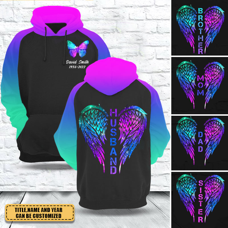 Angel Wings Butterfly 3D Hoodie, In Loving Memory Gift - Personalized All Over Print Hoodie