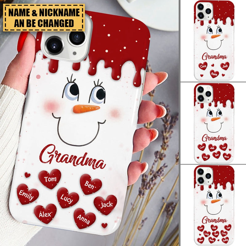 Cute Snow my Grandma Mom Little Heart Kids Personalized Christmas Phone Case