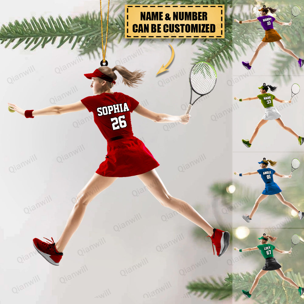 Personalized Tennis Player Christmas Acrylic Ornament - Great Gift For Tennis Lovers
