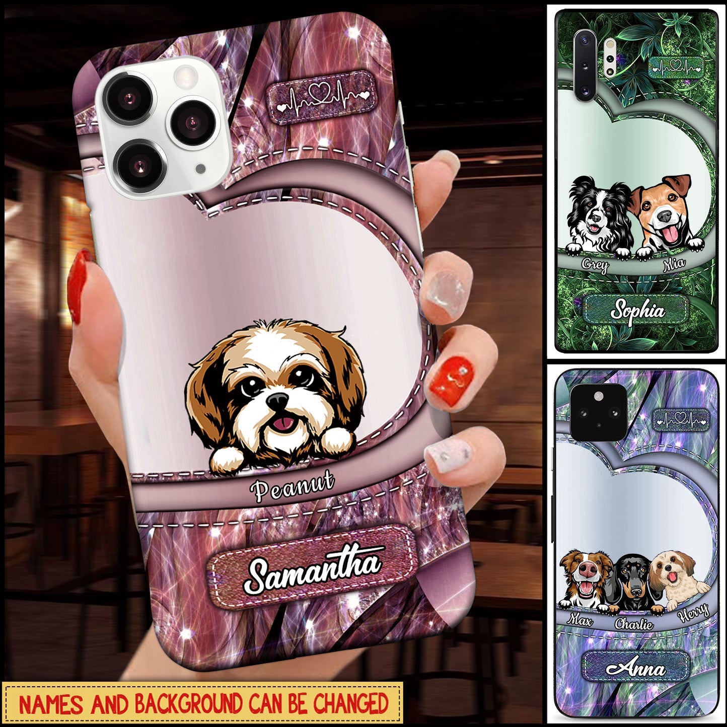 Sparkling Dog Mom- Dog Dad Puppy Pet Dogs Lover Custom Breed - Personalized Glass Phone Case