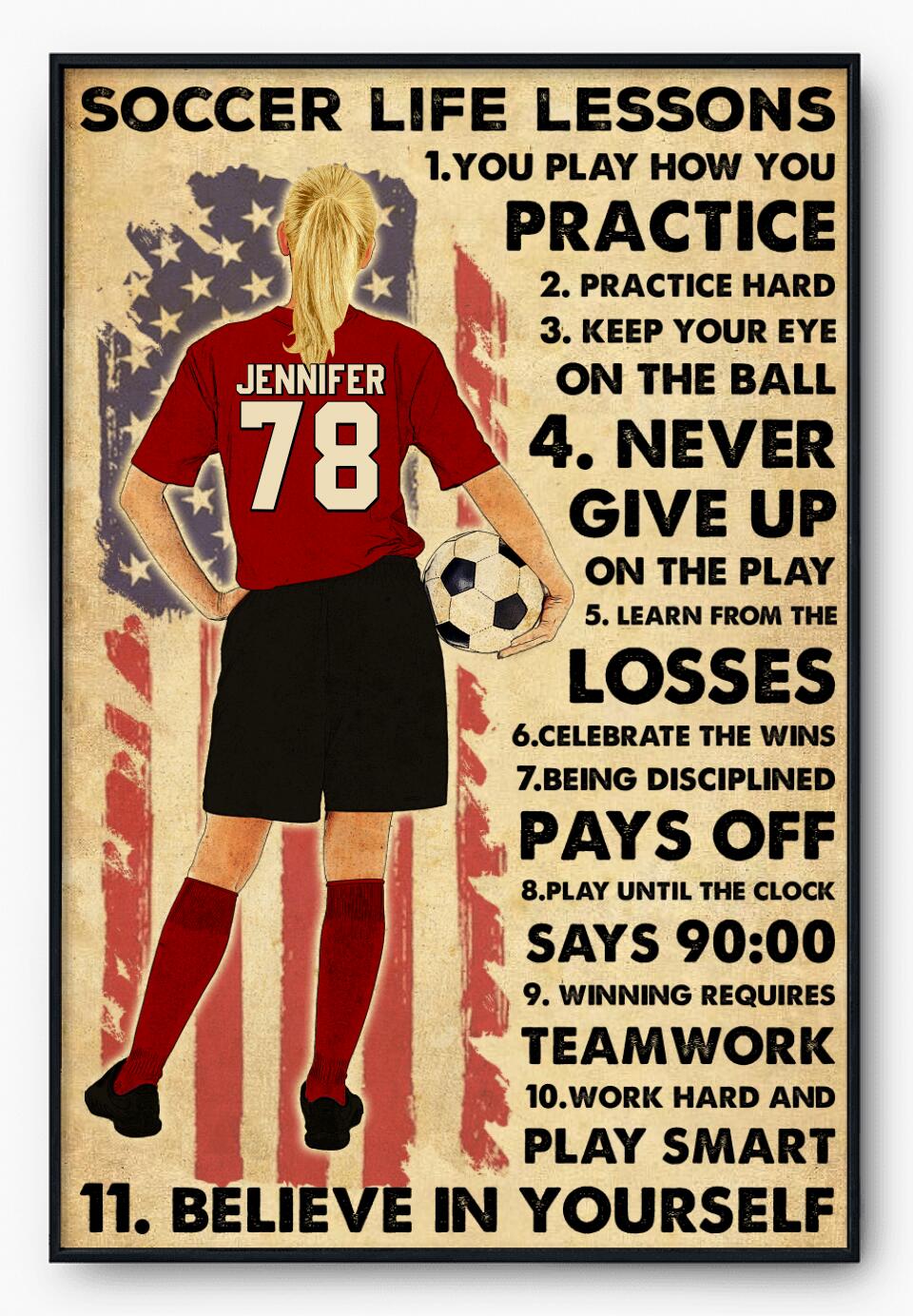Custom Personalized Soccer Poster,Vintage Style