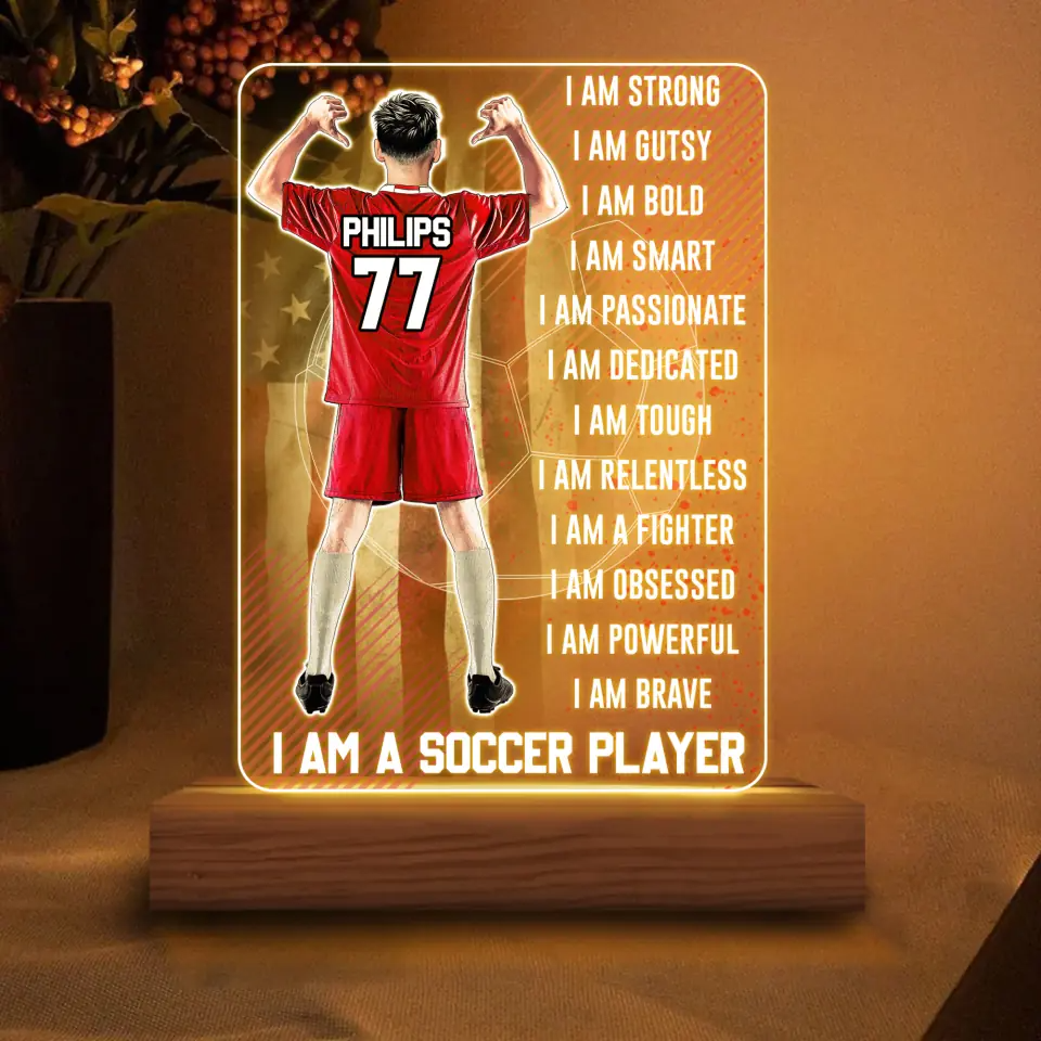 Custom Personalized Soccer Led Night Light, Soccer Gift, Gifts For Soccer Players, Sport Gifts For Son, Gifts For Goalkeepers