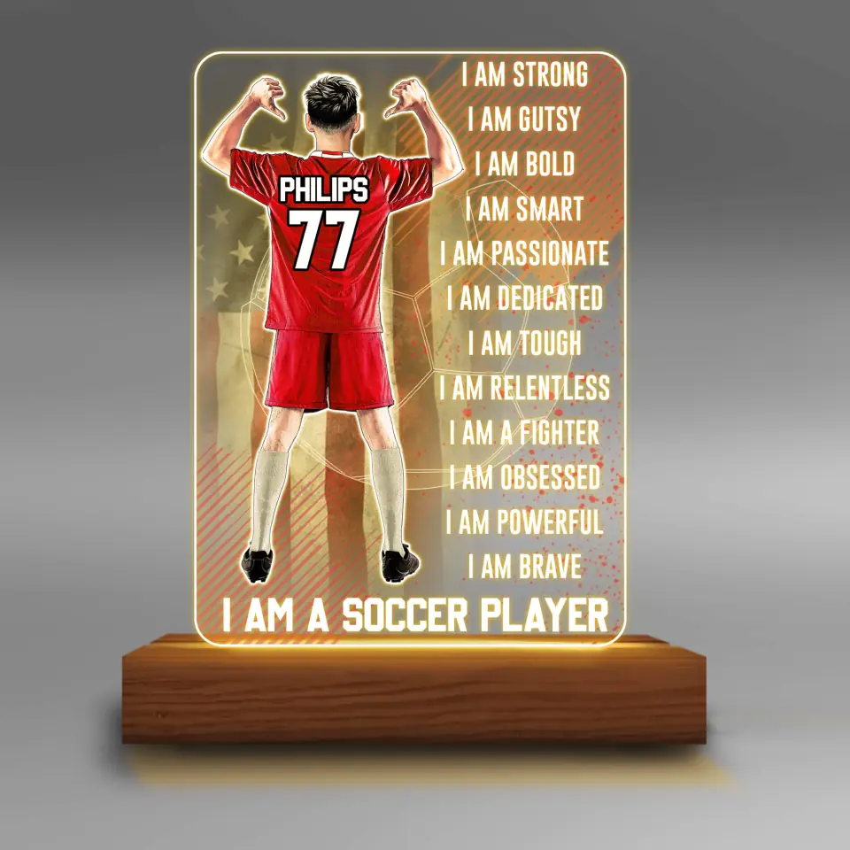Custom Personalized Soccer Led Night Light, Soccer Gift, Gifts For Soccer Players, Sport Gifts For Son, Gifts For Goalkeepers