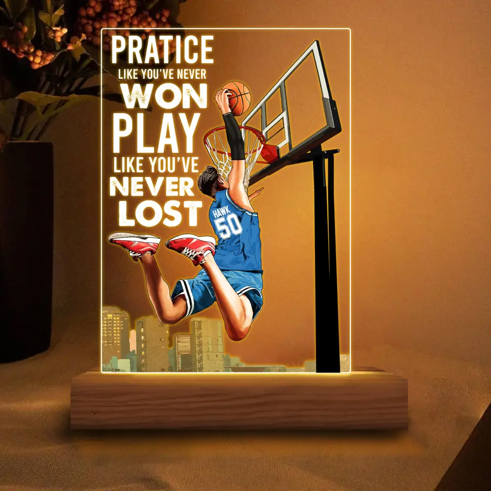 Custom Personalized Basketball Led Night Light, Sport Gifts For Son, Basketball Lover Gifts