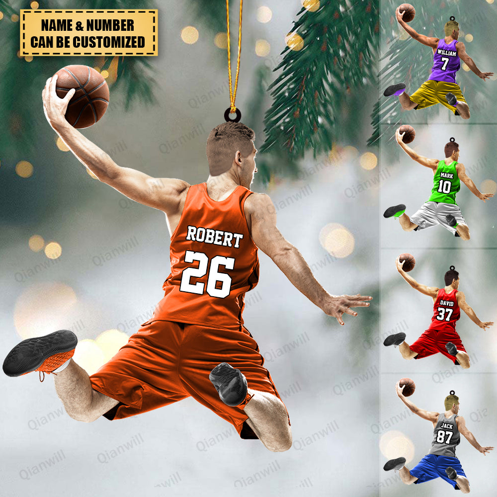 Personalized Basketball Player Christmas Acrylic Ornament