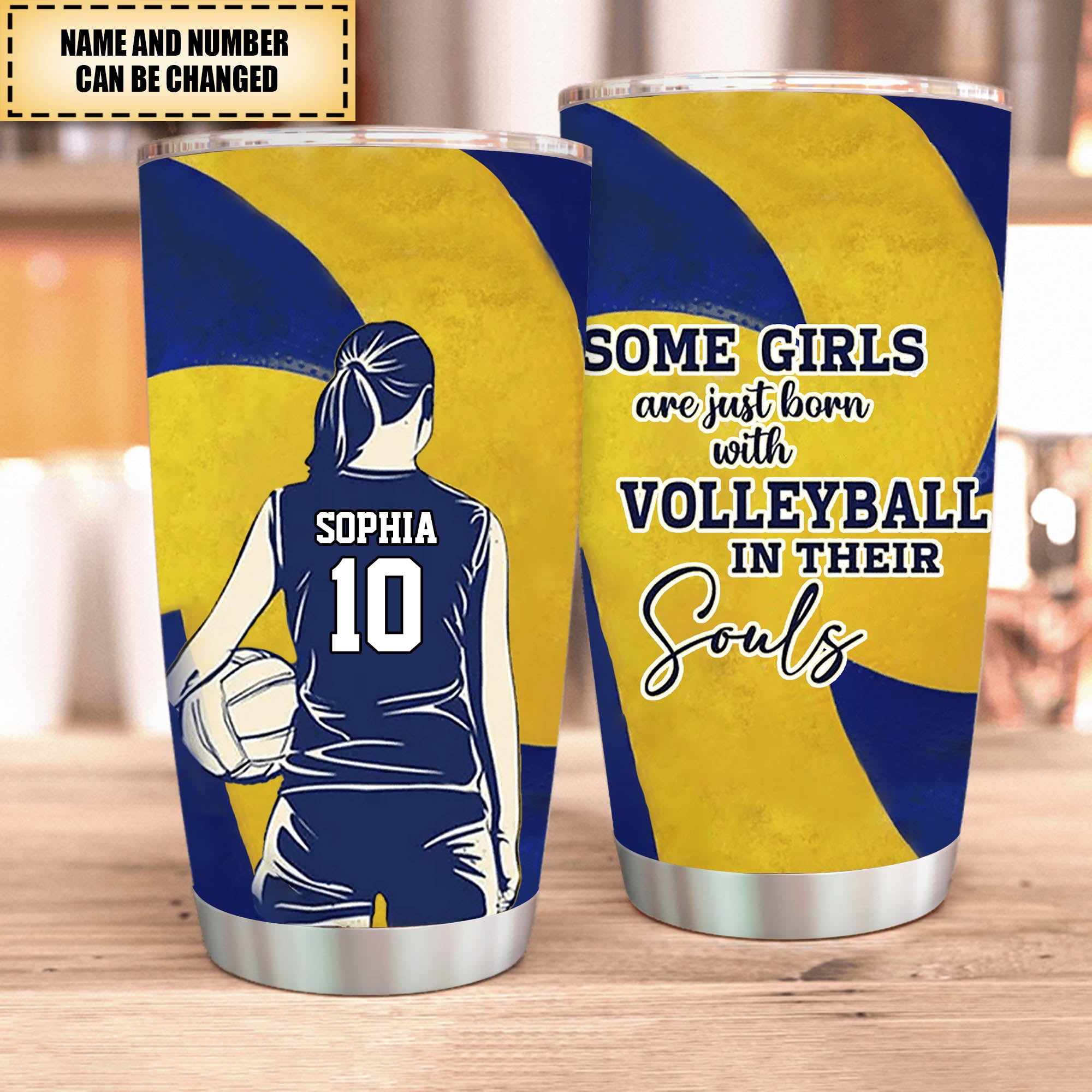 Some Girls Are Just Born With Volleyball, In Their Soul - Personalized Tumbler