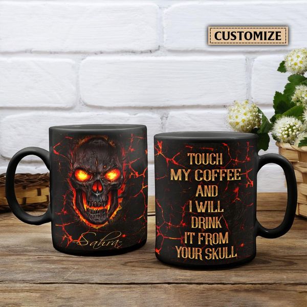 PERSONALIZED SKULL CERAMIC MUG-I WILL DRINK IT FROM YOUR SKULL