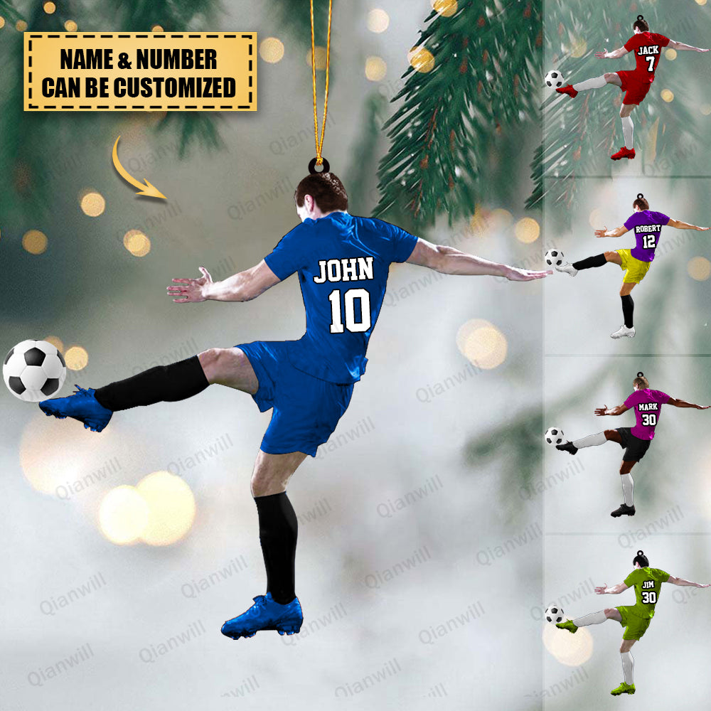 Personalized Soccer Player Christmas Acrylic Ornament - Great Gift For Soccer Lovers