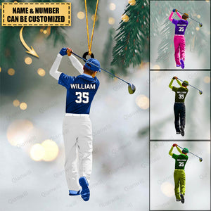 Personalized Golf Player Christmas Acrylic Ornament - Great Gift For Golf Lovers
