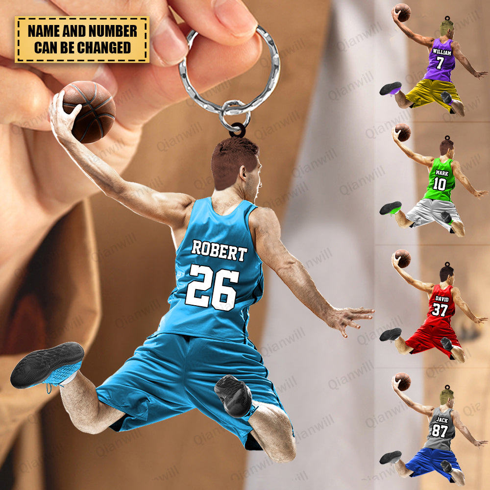 Personalized Basketball Player Christmas Acrylic Keychain