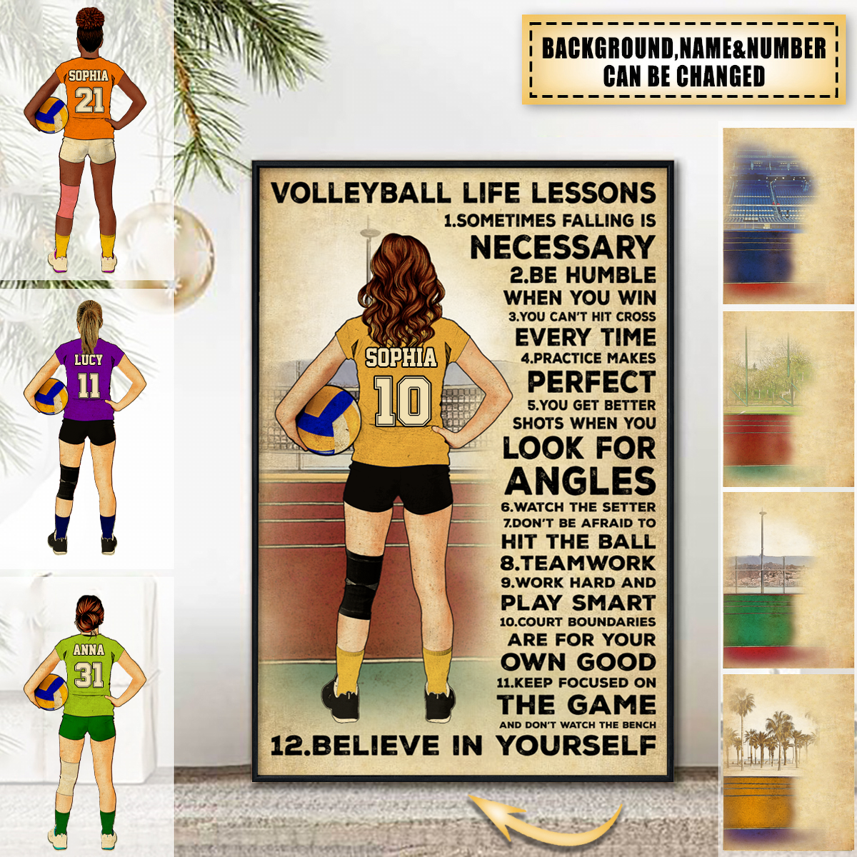 Custom Personalized Volleyball Life Lessons Poster - Gift For Volleyball Lover