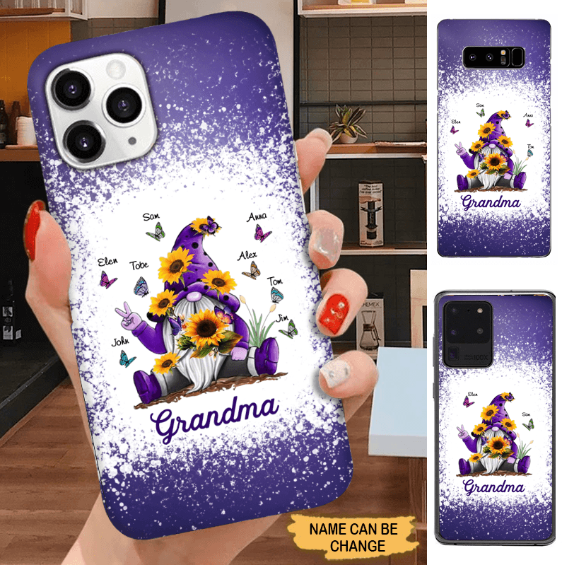 Sunflower Butterflies Grandma With Grankids Personalized Grandma Phone Case