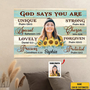 Upload Photo - God says you are canvas- Gift for Christian