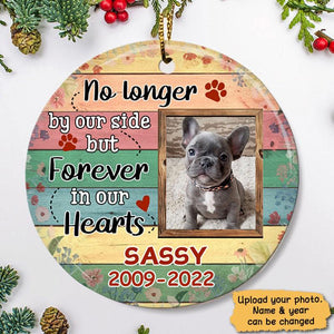 Dog Cat Memorial Forever In Our Hearts Photo Personalized Ornament (Porcelain)